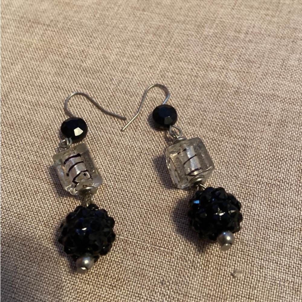Nice black and crystal costume earrings
